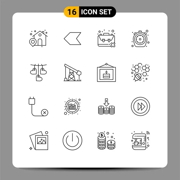 User Interface Outline Pack Modern Signs Symbols Valentine Timer Population — Stock Vector