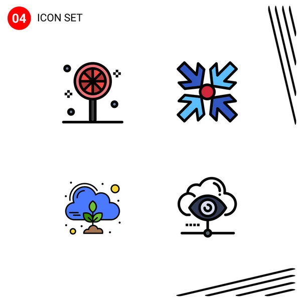 Universal Icon Symbols Group Modern Filledline Flat Colors Candy Cloud — Stockový vektor