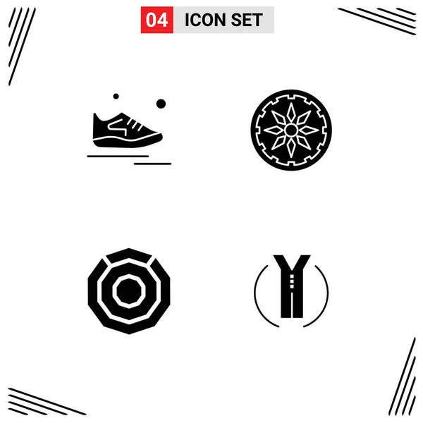 Set Modern Icons Symbols Signs Shoes Coin Running Country Crypto — 스톡 벡터