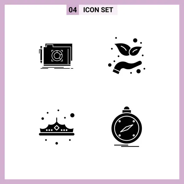 Pictogram Set Simple Solid Glyphs Folder Jewelry File Starch Luxury — 스톡 벡터