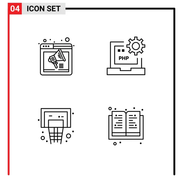 Conjunto Icones Modernos Símbolos Sinais Para Navegador Laptop Alto Falante — Vetor de Stock