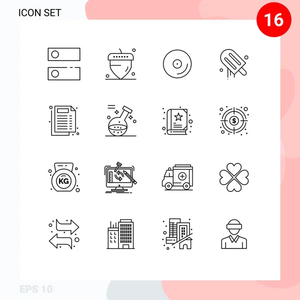 Mobile Interface Outline Set Pictograms Document Medical Use Cream Editable — Vector de stock