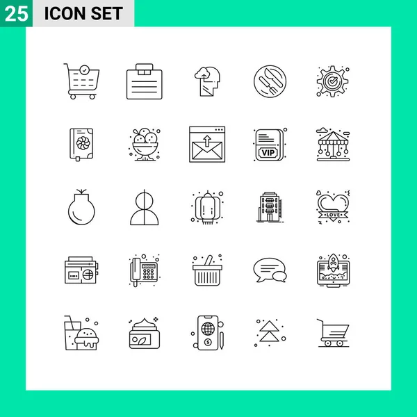 Stock Vector Icon Pack Line Signs Symbols Check Accept Gain — Stock Vector