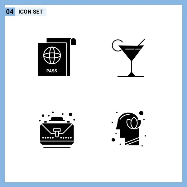 Stock Vector Icon Pack Line Signs Symbols Document Bag Cocktail — Stock Vector