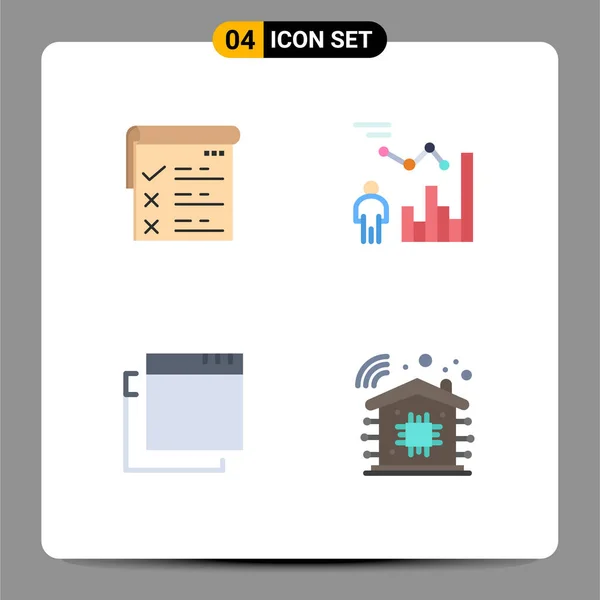 Conjunto Moderno Ícones Planos Pictograph Checklist Aplicativos Eficiência Elementos Inteligentes — Vetor de Stock