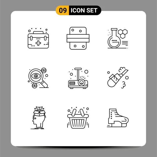 Set Modern Icons Symbols Signs Money Coin Drink Business Chemistry — Stock Vector