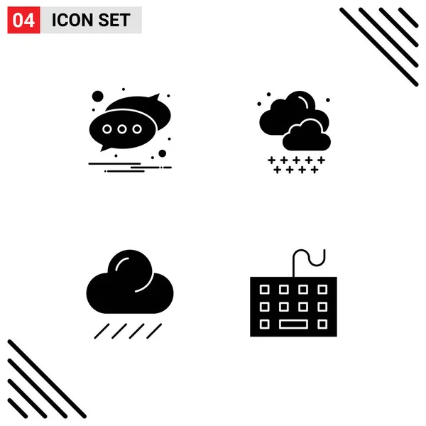Thematic Vector Solid Glyphs Editable Sysymbols Chat Equipment Text Weather — Vector de stock