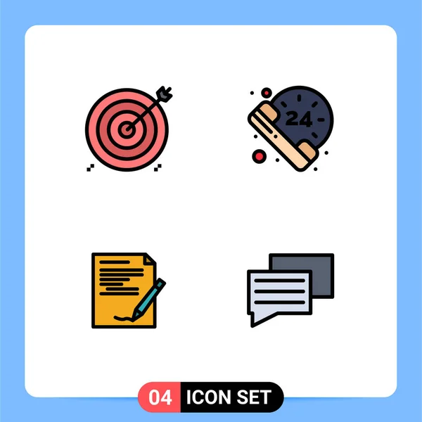 Pictogram Set Simple Filledline Flat Colors Aim Paper Financial Call — 스톡 벡터