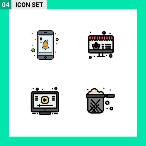 Interface Utilisateur Filledline Flat Color Pack Signes Symboles Modernes Mobile — Image vectorielle