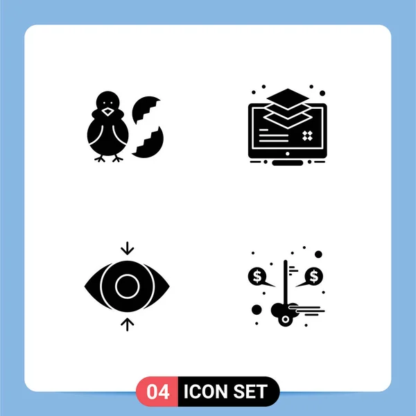 Interface Usuário Solid Glyph Pack Modern Signs Symbols Egg Monitor — Vetor de Stock