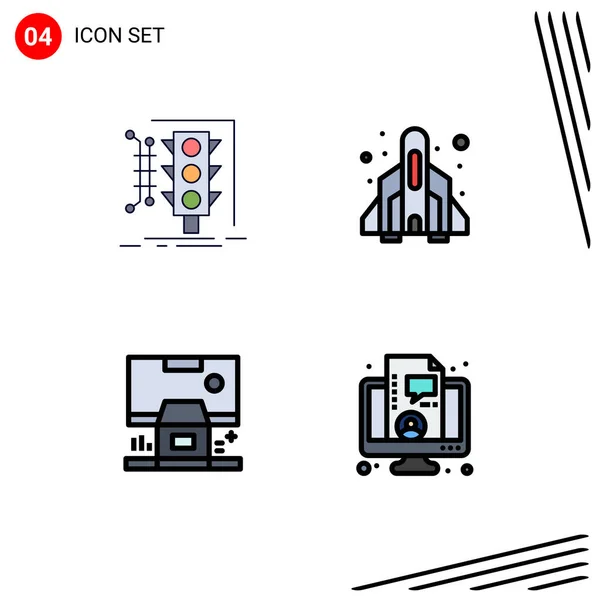 Set Modern Icons Sysymbols Signs City Cabin Smart Fun Control — Vector de stock