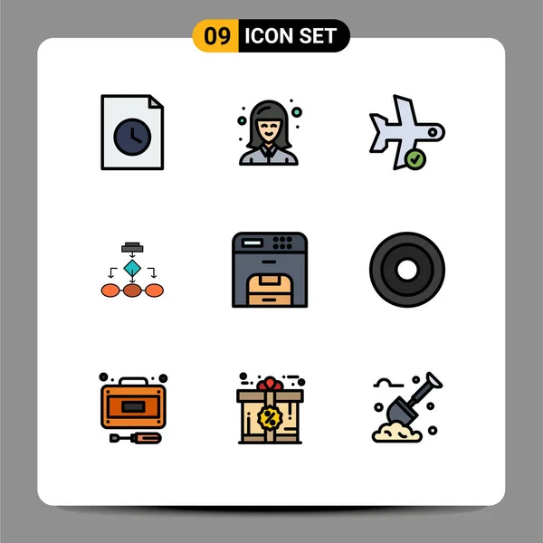 Set Modern Icons Sysymbols Signs Structure Data Architecture Flight Business — Vector de stock