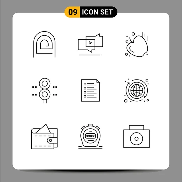 User Interface Outline Pack Modern Jelek Szimbólumok Ellenőrző Lista Vonat — Stock Vector