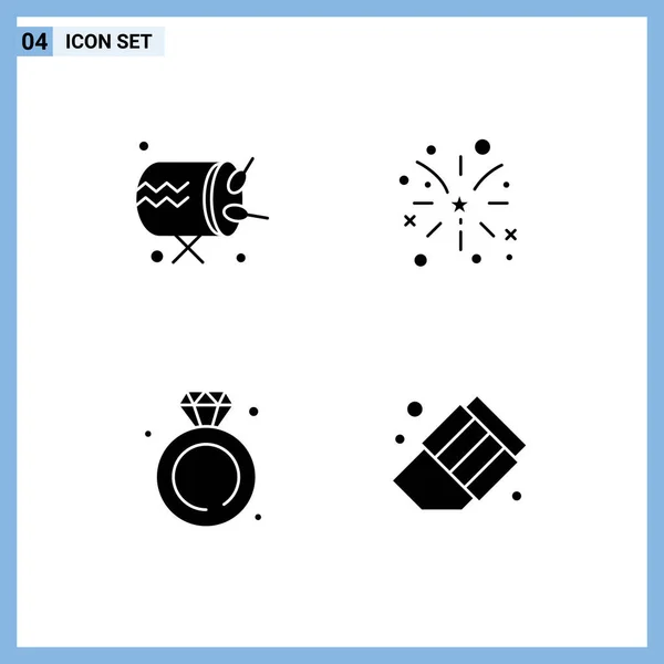 Creative Icons Modern Signs Sysymbols Drum Jewelry Announcement American Wedding — Vector de stock