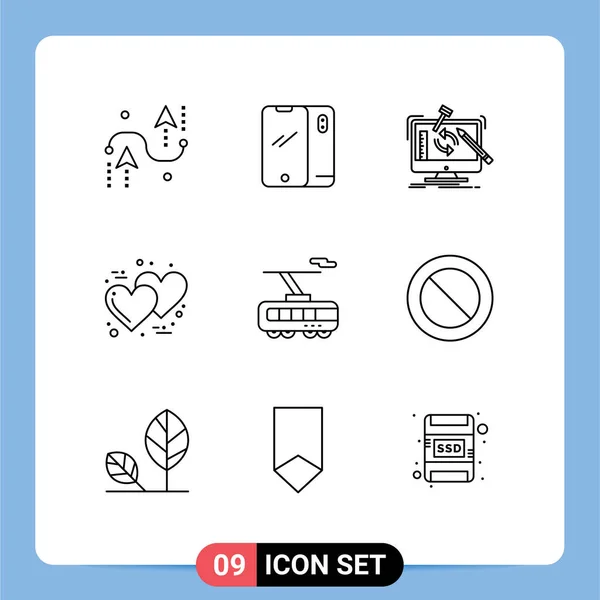 2014 Mobile Interface Outline Set Pictograms Romantic Day Android Processing — 스톡 벡터