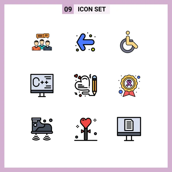 Universal Icon Symbols Group Modern Filledline Flat Colors Programming Develop — Vetor de Stock