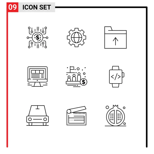 Conjunto Moderno Líneas Símbolos Como Ipo Web Documento Internet Portátil — Vector de stock