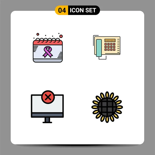 Interface Utilisateur Filledline Flat Color Pack Signes Symboles Modernes Calendrier — Image vectorielle