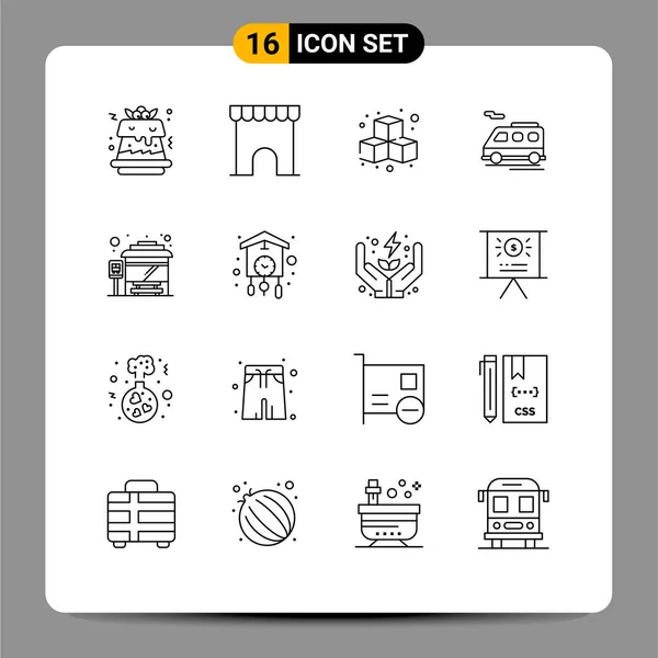 Universal Icon Symbols Group Modern Outlines Clock Stop Fun Bus — Vetor de Stock