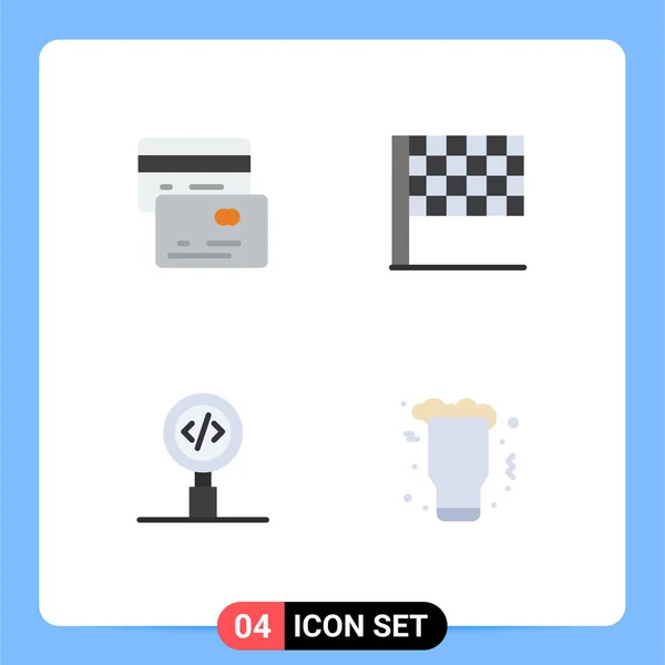 Set Modern Icons Symbols Signs Cards Search Flag Coding Night — Stock Vector