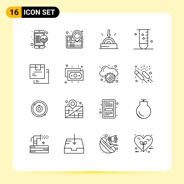 Pictogram Set Simple Outlines Box Laboratory Business Lab Biology Editable — Stockový vektor