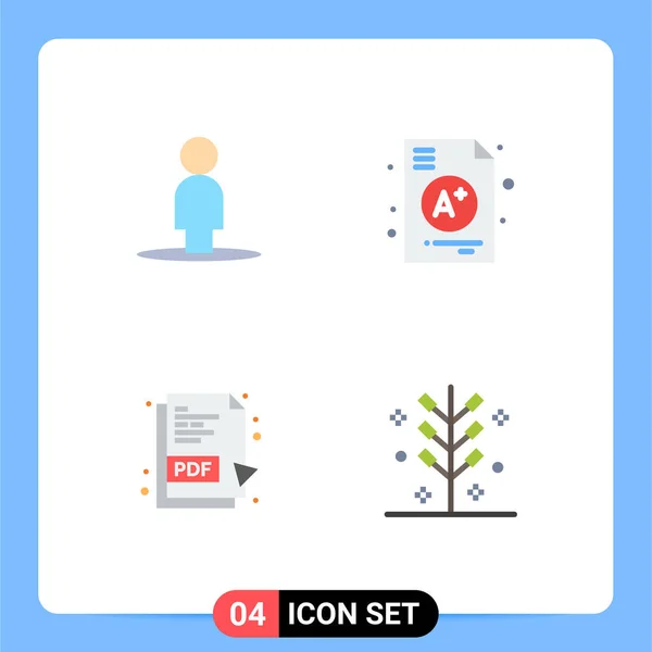 Modern Set Flat Icons Pictograph Avatar Pdf File School Cracker — Archivo Imágenes Vectoriales