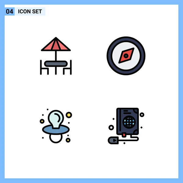 Stock Vector Icon Pack Line Signs Symbols Diner Nipple Table — стоковый вектор
