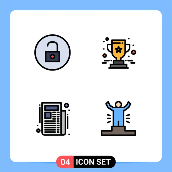 Stock Vector Icon Pack Líneas Signos Símbolos Para Desbloquear Periódico — Vector de stock