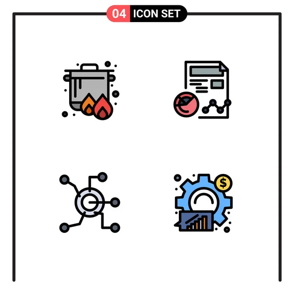Conjunto Icones Modernos Símbolos Sinais Para Ferver Dados Cozinhar Perfil —  Vetores de Stock