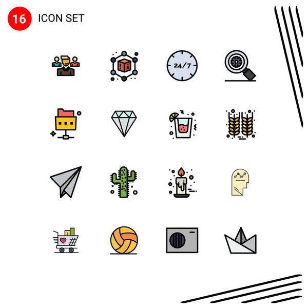 Universal Icon Symbols Gruppe Von Modern Flat Color Filled Lines — Stockvektor