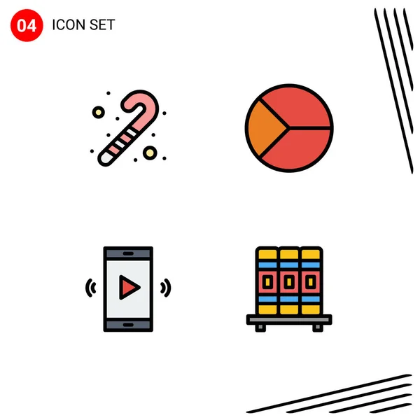 Pictogram Set Simple Filledline Flat Colors Candy Candy Loudspeaker Business — 스톡 벡터