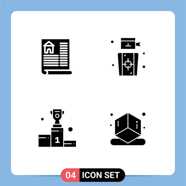 Benutzeroberfläche Solid Glyph Pack Moderner Zeichen Und Symbole Für Dokument — Stockvektor