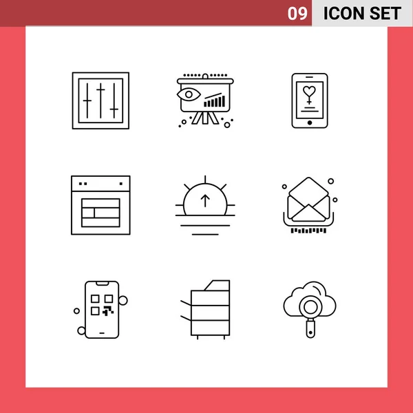 Modern Set Outlines Pictograph Website Site Strategy Layout Lover Editable — Stock Vector