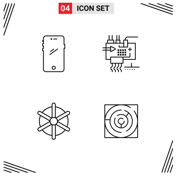 Set Modern Icons Sysymbols Signs Phone Parts Android Customize Ship — Archivo Imágenes Vectoriales