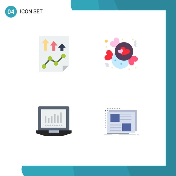 Groep Van Modern Flat Icons Set Voor Data Laptop Papier — Stockvector