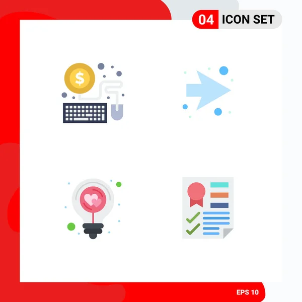 Mobile Interface Flat Icon Set Pictograms Mouse Idea Arrow Bulb — Stockový vektor