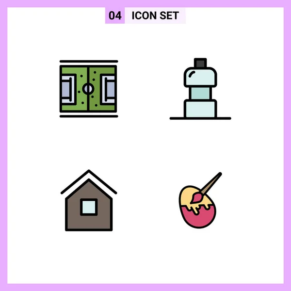 Creative Icons Modern Jelek Szimbólumok Labdarúgás Otthon Foci Ital Kunyhó — Stock Vector