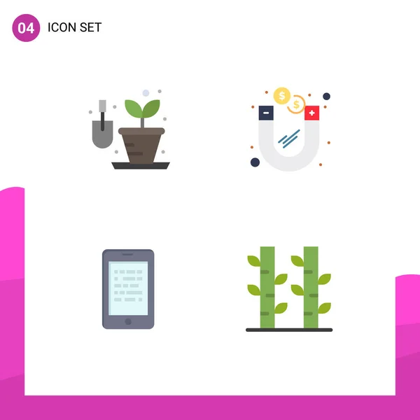 Conjunto Moderno Ícones Lisos Pictograph Jardinar Dados Dólar Magnético Elearning —  Vetores de Stock