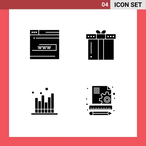 Set Commercial Solid Glyphs Pack Web Thanks Website Gift Economics — 스톡 벡터