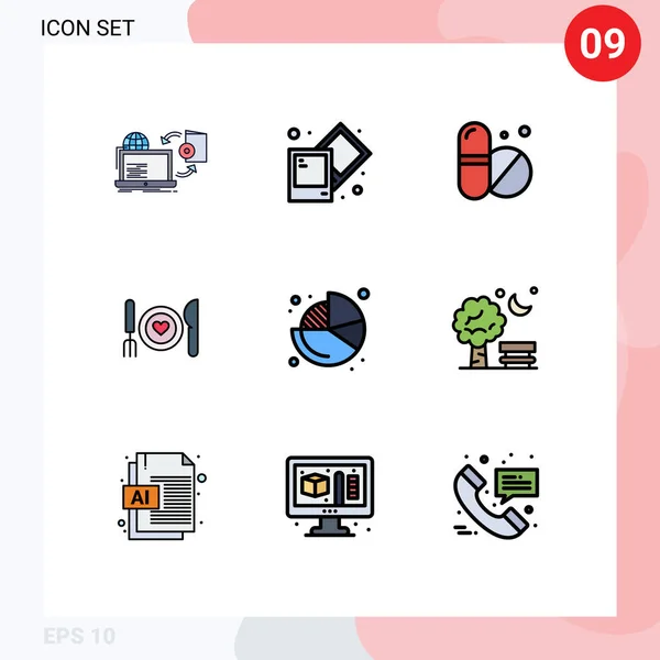 Creative Icons Modern Signs Sysymbols Chart Couple Medical Date Romantic — Vector de stock