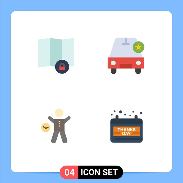 Thematic Vector Flat Icons Editable Sysymbols Location Time Car Vehicles — Vector de stock