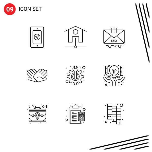 电子邮件 手工编辑向量设计元素的9个通用符号的概要包 — 图库矢量图片