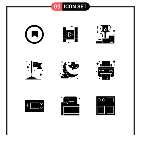 Vector Stock Icon Pack Líneas Señales Símbolos Para Luna Fecha — Vector de stock