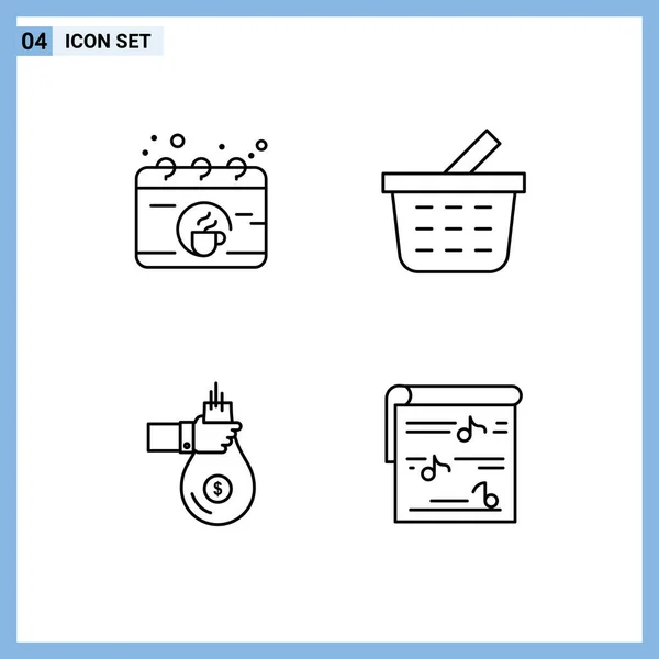 Set Modern Icons Sysymbols Signs Calendar Give Cup Shopping Cart — Vector de stock