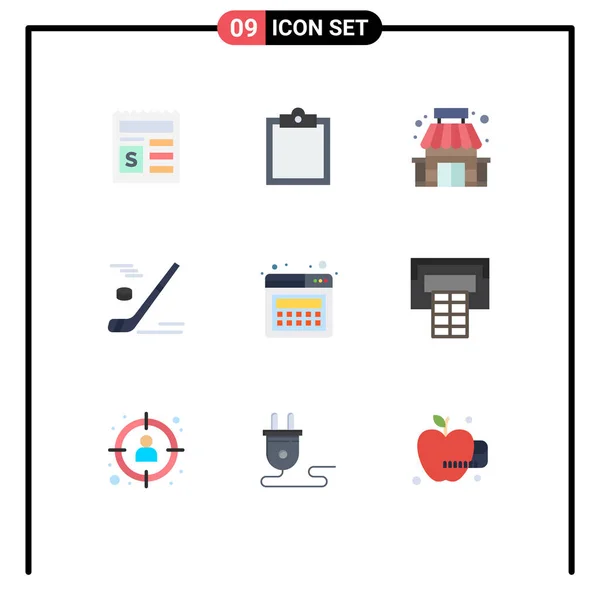 Universal Flat Colors Set Web Mobile Applications Página Hóquei Gelo — Vetor de Stock