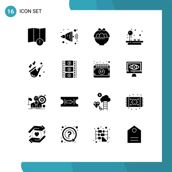 Interface Usuário Solid Glyph Pack Modern Signs Symbols Film Reel — Vetor de Stock
