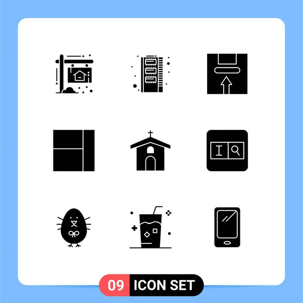 Set Vector Solid Glyphs Grid Christian Church Box Layout Package — Stock Vector