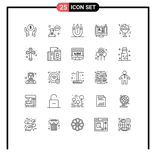 工作申请 简易可编辑向量设计元素的25个通用符号的系列包 — 图库矢量图片