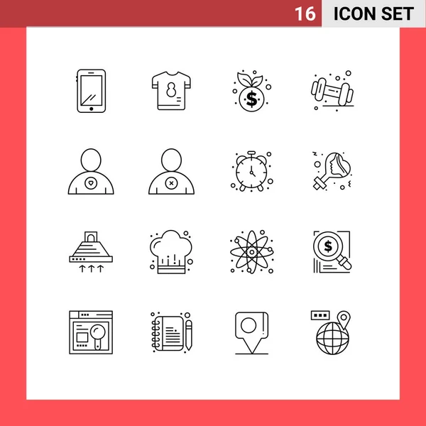 Set Modern Icons Sysymbols Signs Gym Dumbbell Shirt Diet Growth — Vector de stock