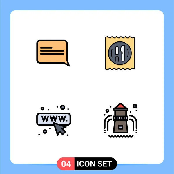 Set Modern Icons Sysymbols Signs Chat Webpage Lunch Table Park — Archivo Imágenes Vectoriales